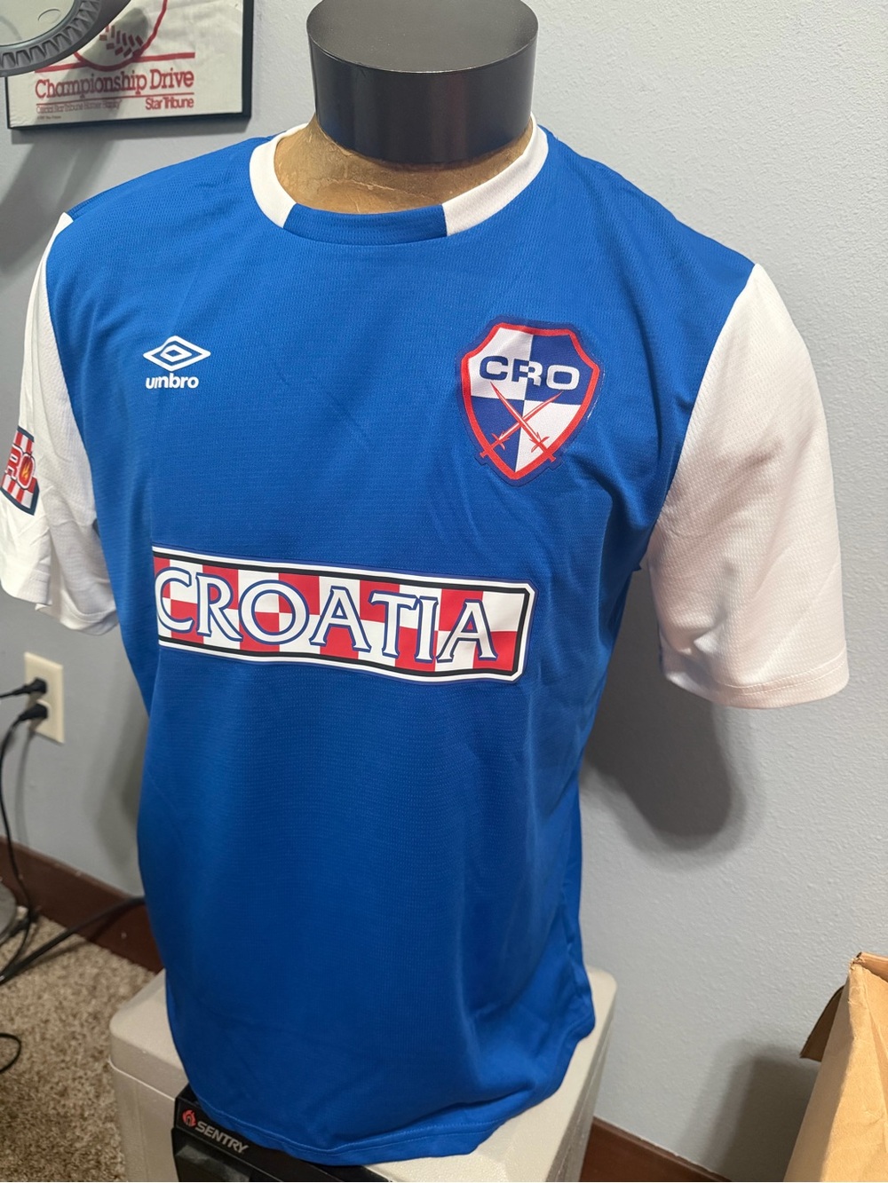 Umbro Croatia Blue and White Custom Patches Soccer Jersey
